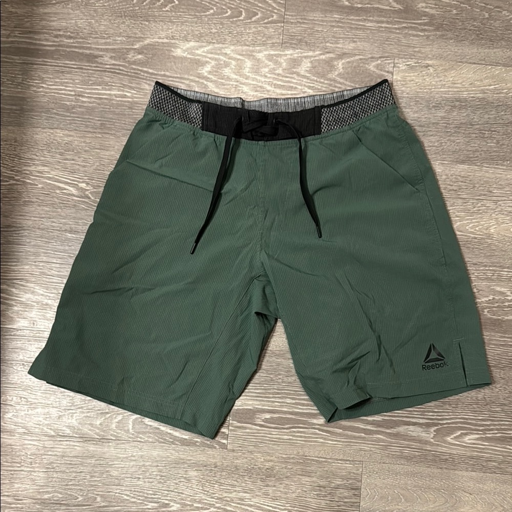 Reebok Men's Athletic Shorts - Green and Black